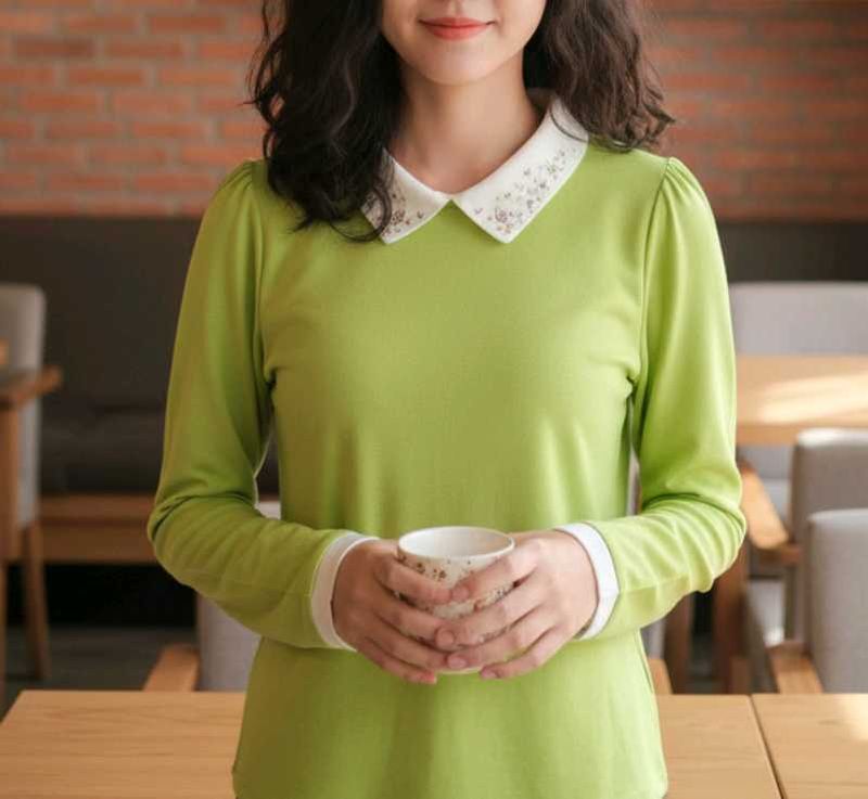 💚Green Bejeweled Collar Top💚