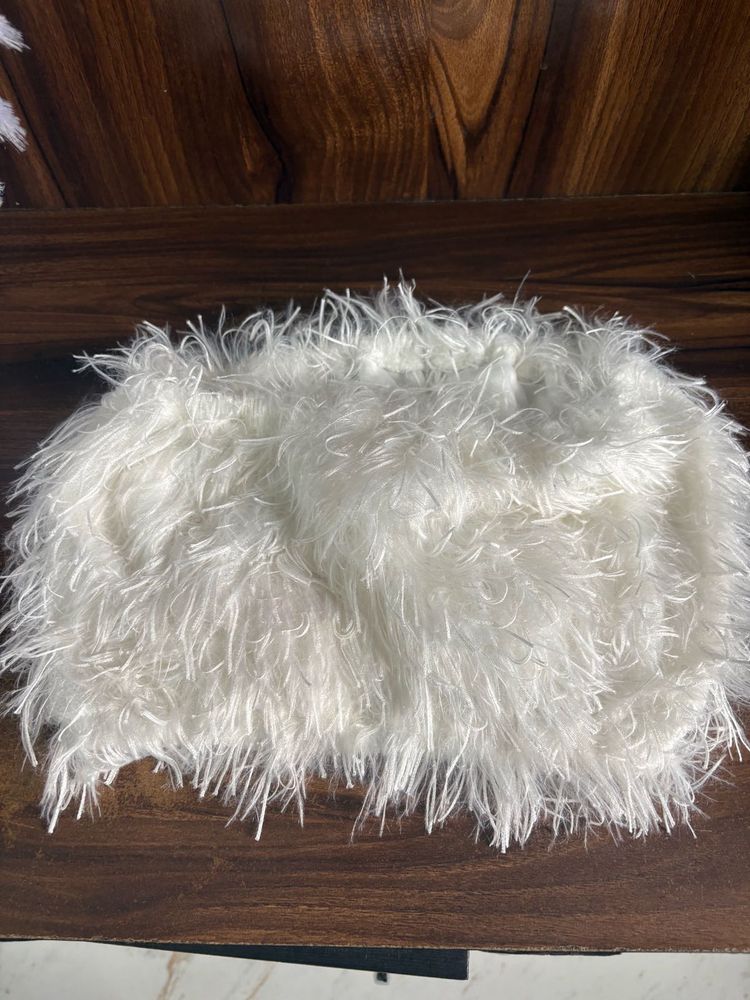 Fluffy White Feather Crop Top