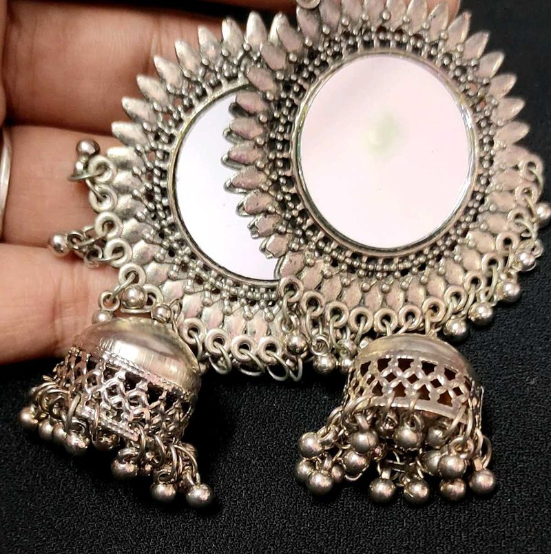 Mirror Jhumka Earrings