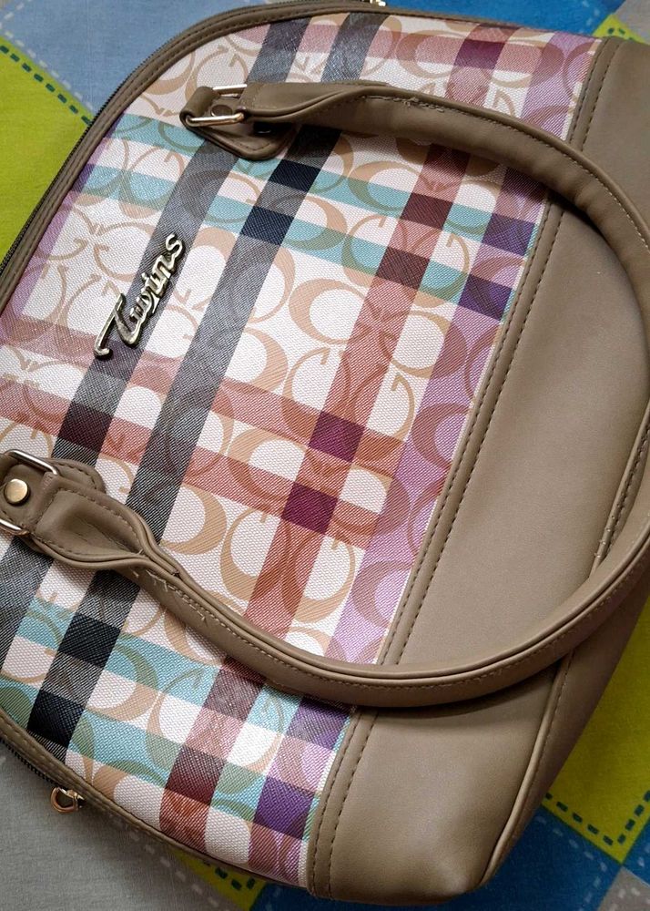 Twins Handbag - Stylish Plaid Design