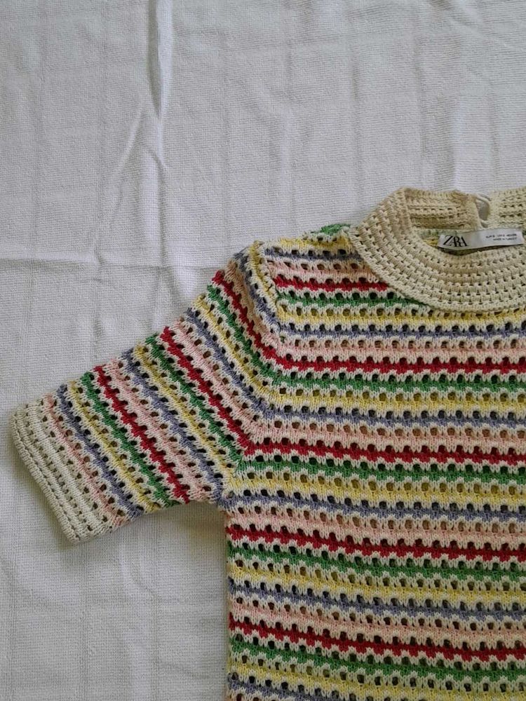 Zara Crocheted Striped Top