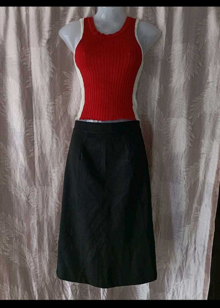 Red Tank &amp; Black Skirt Set