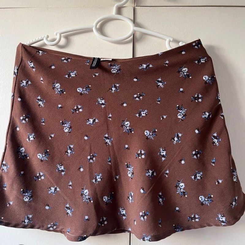 Floral Brown Mini Skirt