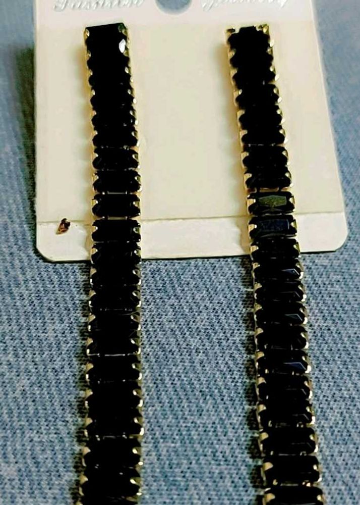 Black Linear Earrings