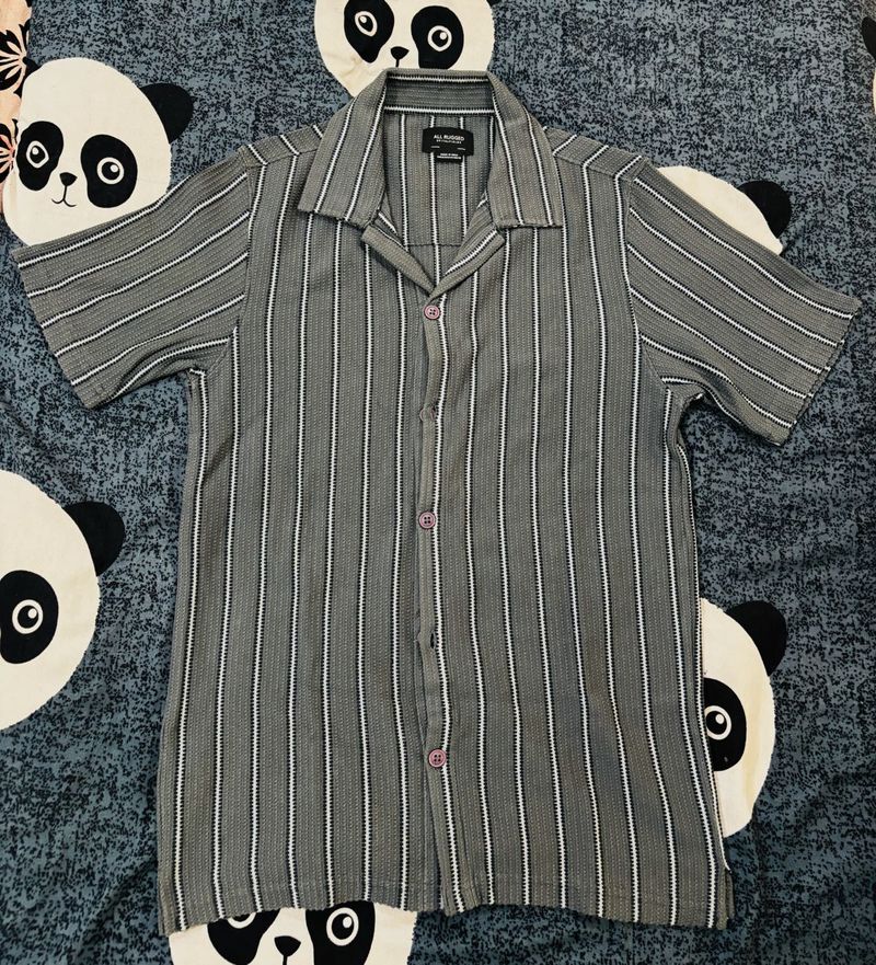 Striped Camp Collar Shirt