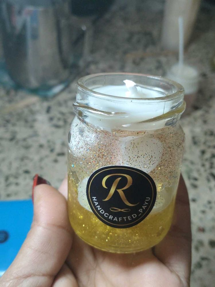 Handcrafted Glitter Candle Jar