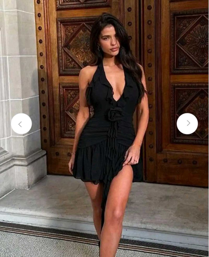 NEWME brand new party black mini ruffle dress