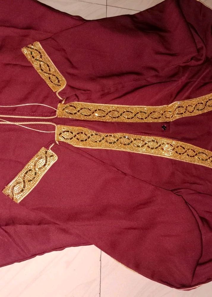 Kaftani Burqa, Length 5.4ft... Dark Rust, Brown