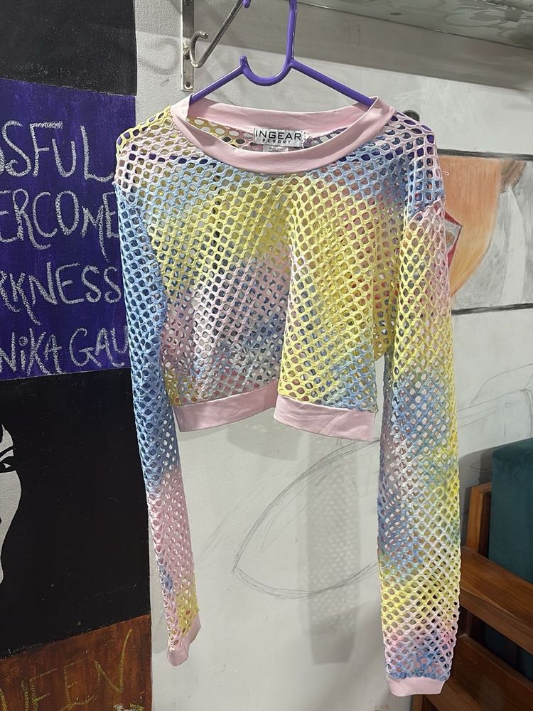 Rainbow Fishnet Long Sleeve