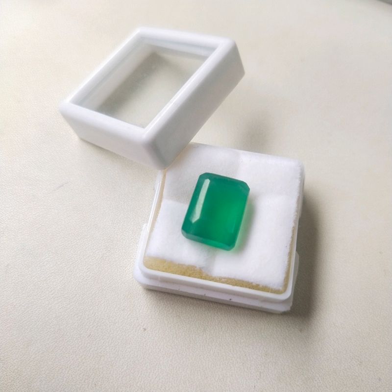 8.25 Cts.Natural Zambian Square Cut Panna Gemstone