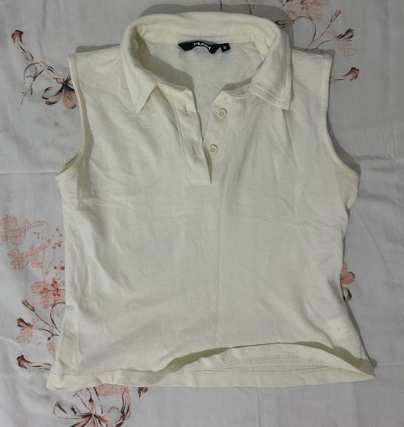 Sleeveless Polo Top