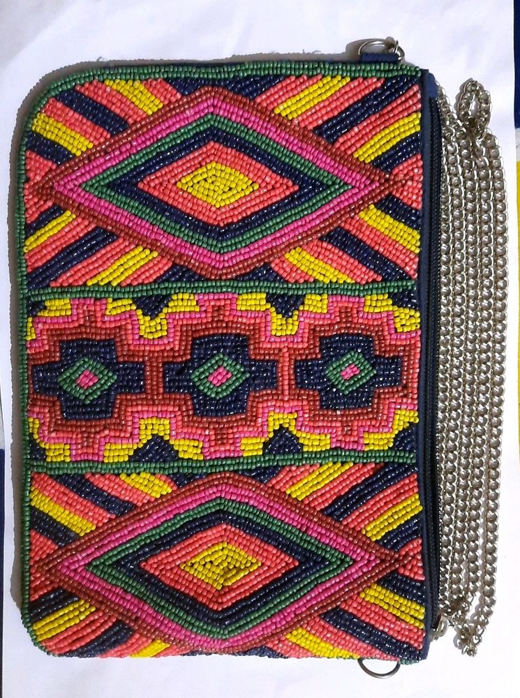 Multicolour Chid Moti Beaded Sling Bag For Women