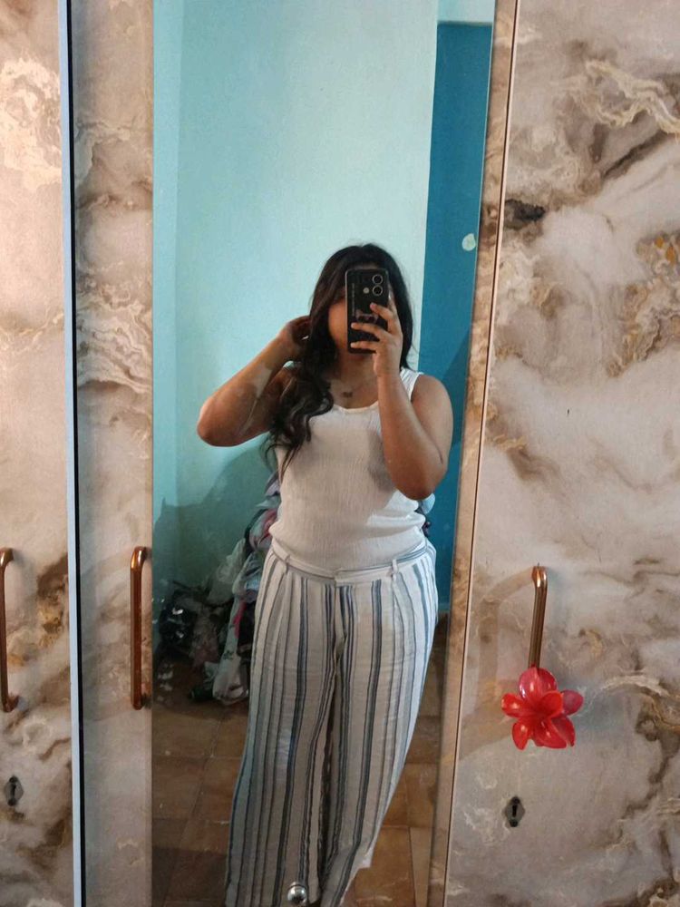 Striped Wide Leg Trousers