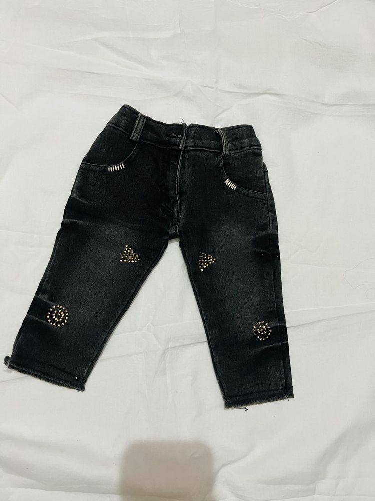 Girls&#39; Black Embellished Jeans