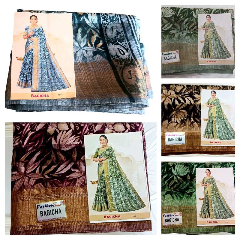 New Cotton Saree With Blouse Piece Pack Of 5