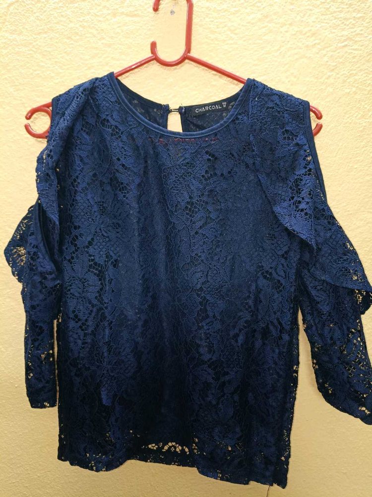 Elegant Navy Lace Top