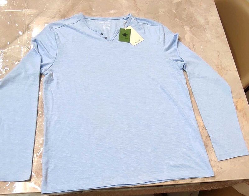 Cello Light Blue Long Sleeve Henley