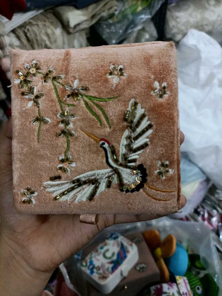 Embroidered Velvet Jewellery Box