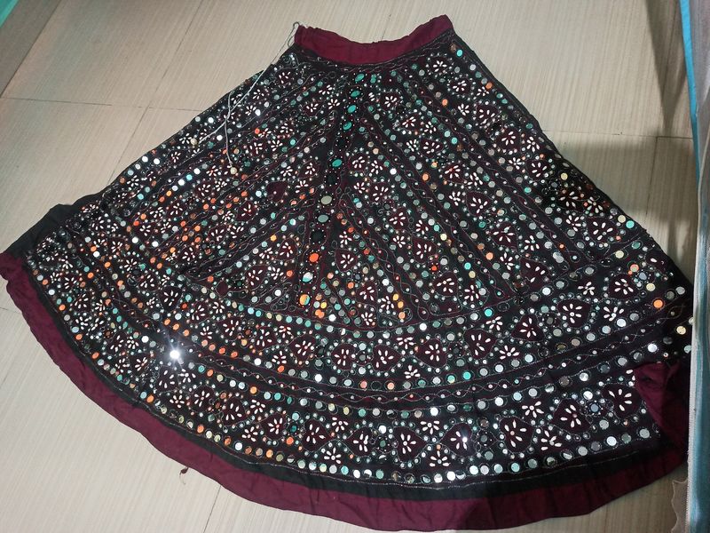 Pure Cotton Mirror Work Skirt