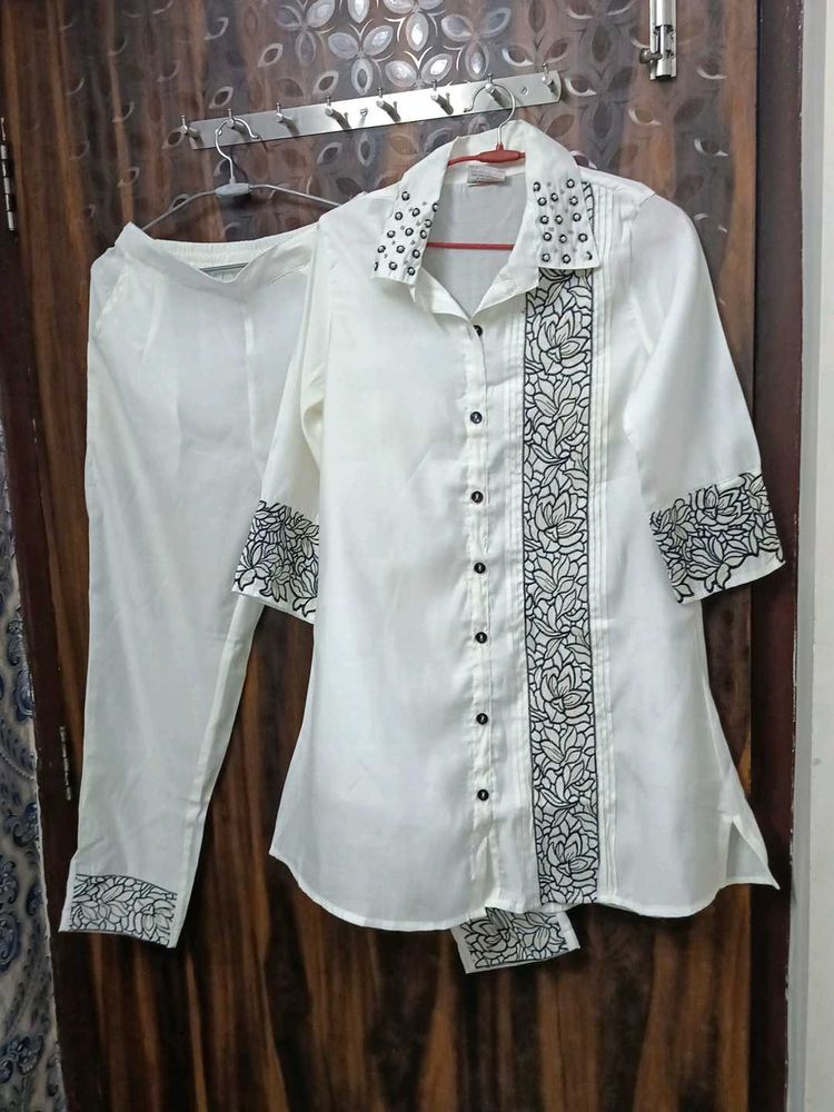 White Embroidered Kurta Set