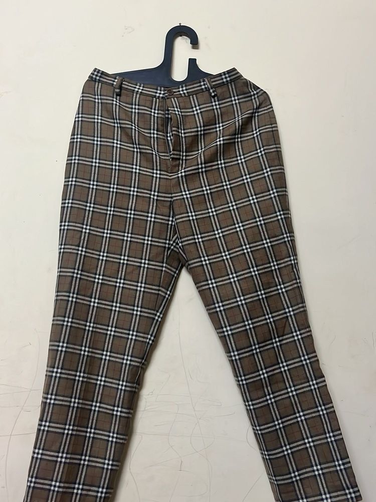 Brown Plaid Trousers