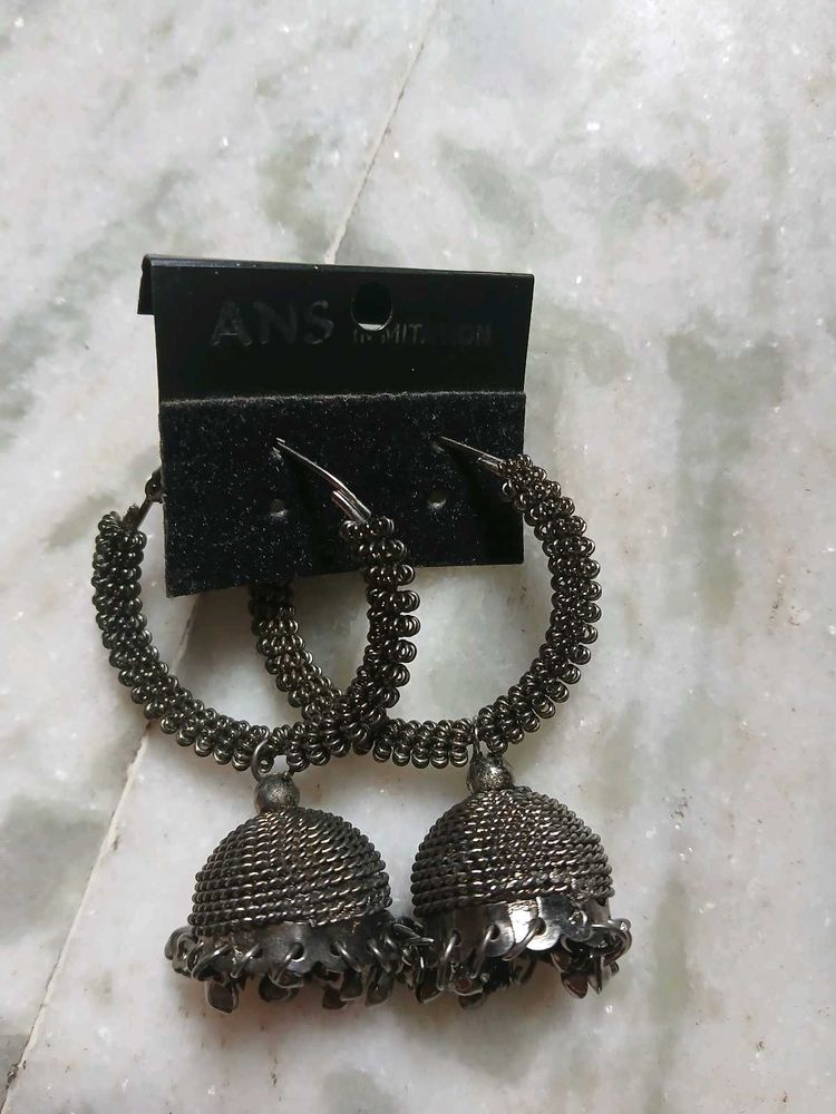 Black Oxidised Jhumka