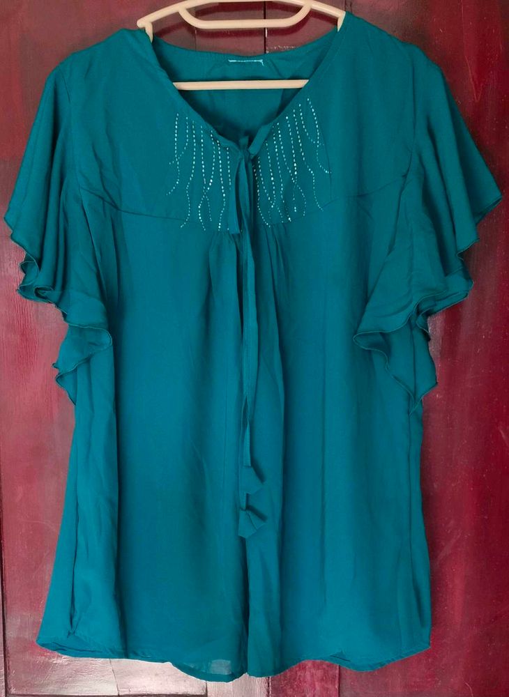 Elegant Teal Embellished Top