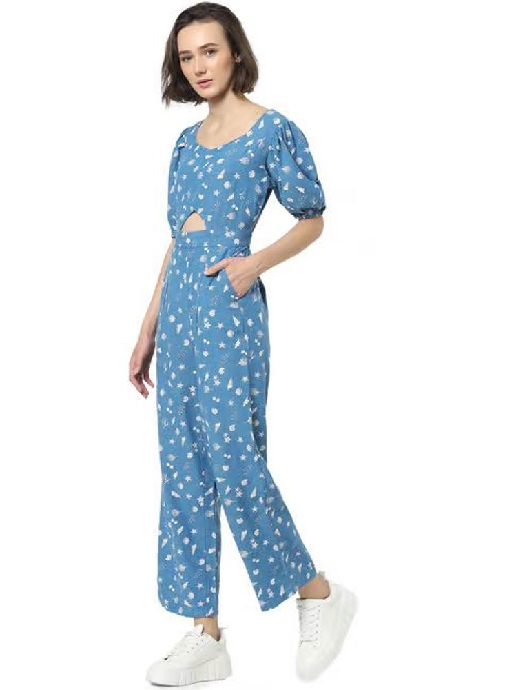 Floral Print Cutout Jumpsuit