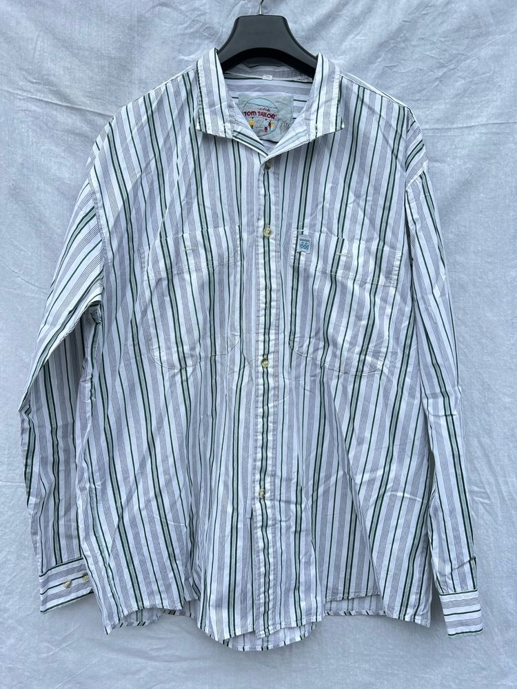 Shirt White and green strips