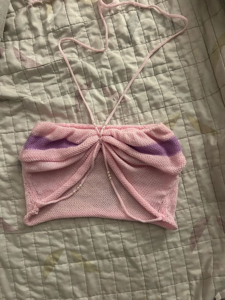 Pink Knit Halter Top