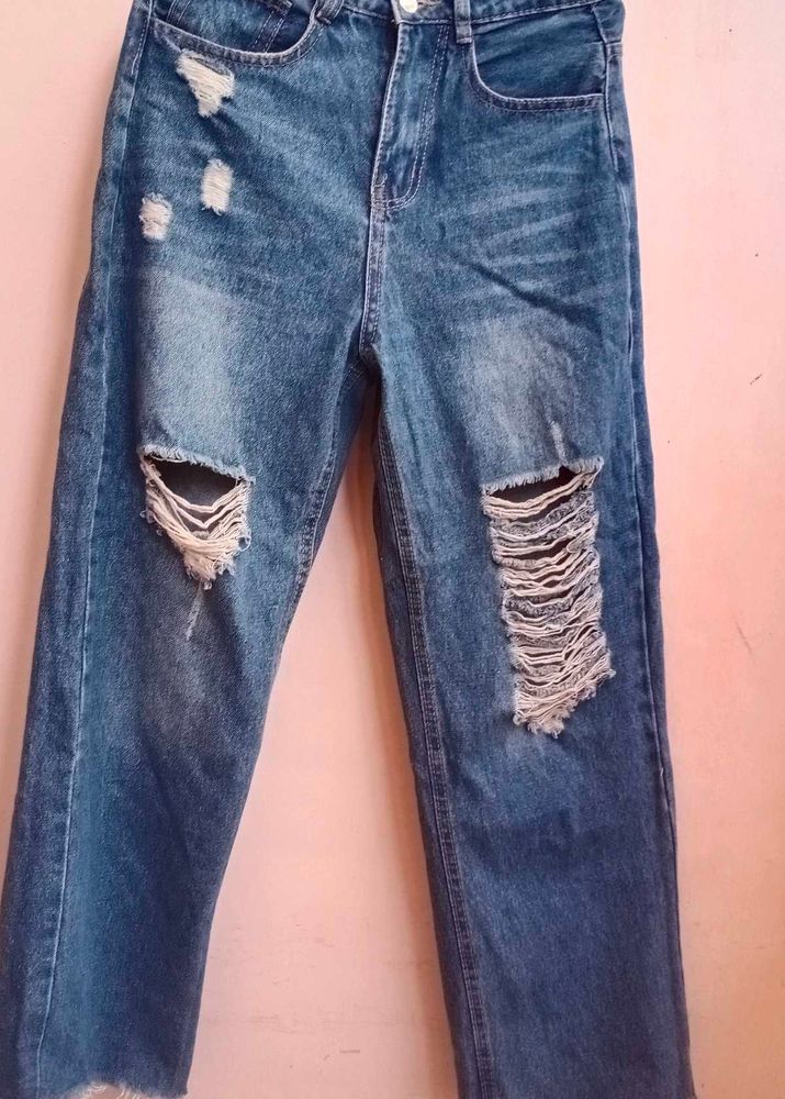 Ripped Wide Leg Jeans