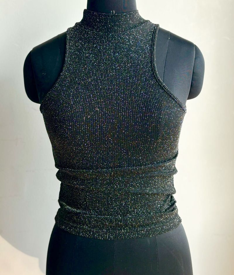 SALE‼️Sparkly Shimmer Black Tank Top
