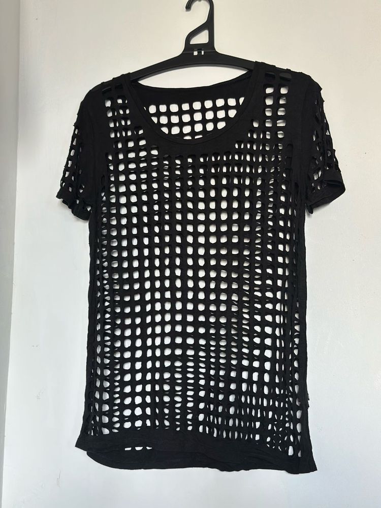 Black Cutout Tee