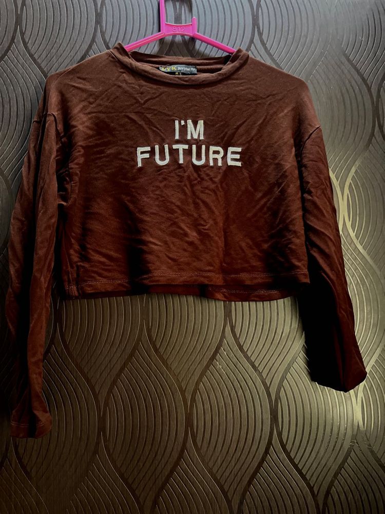 Brown 'I'm Future' Crop Top