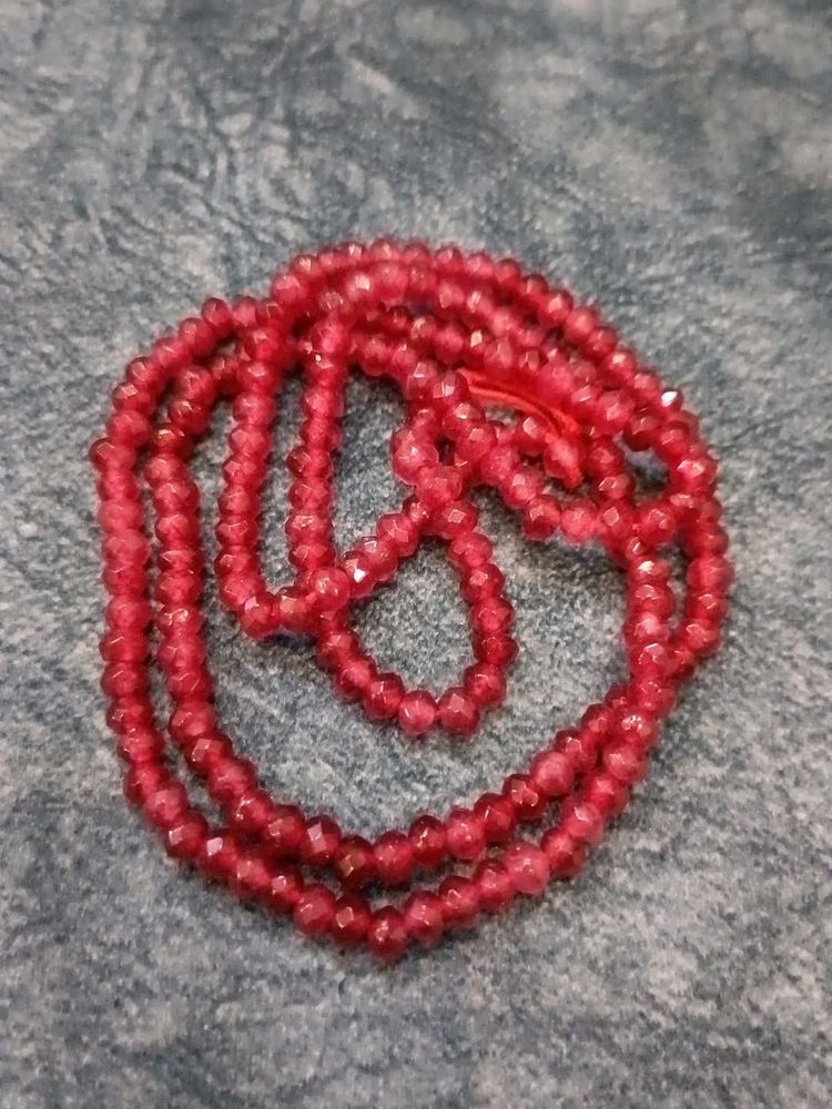 Red Beaded Strand Necklace