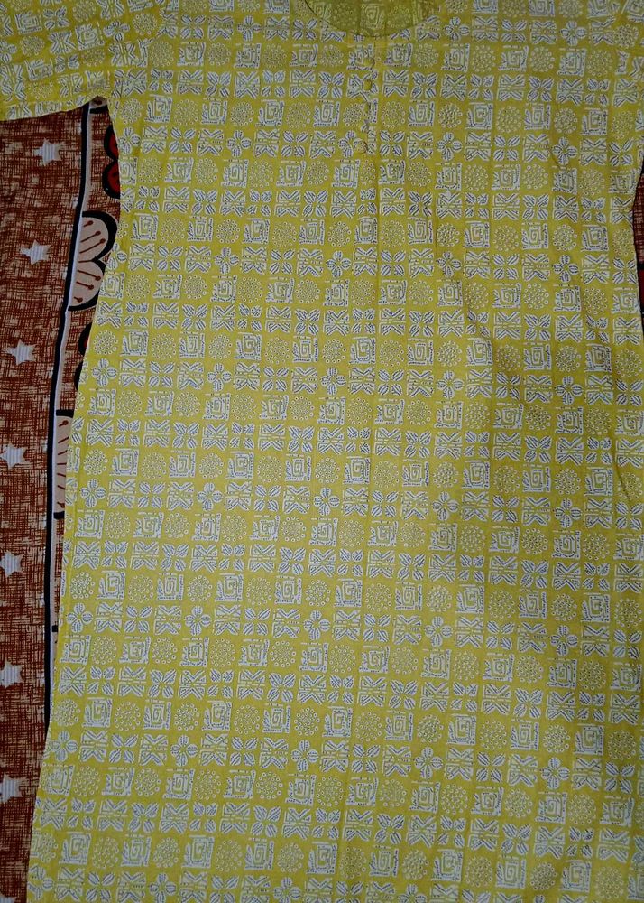 Yellow Printed Kurta