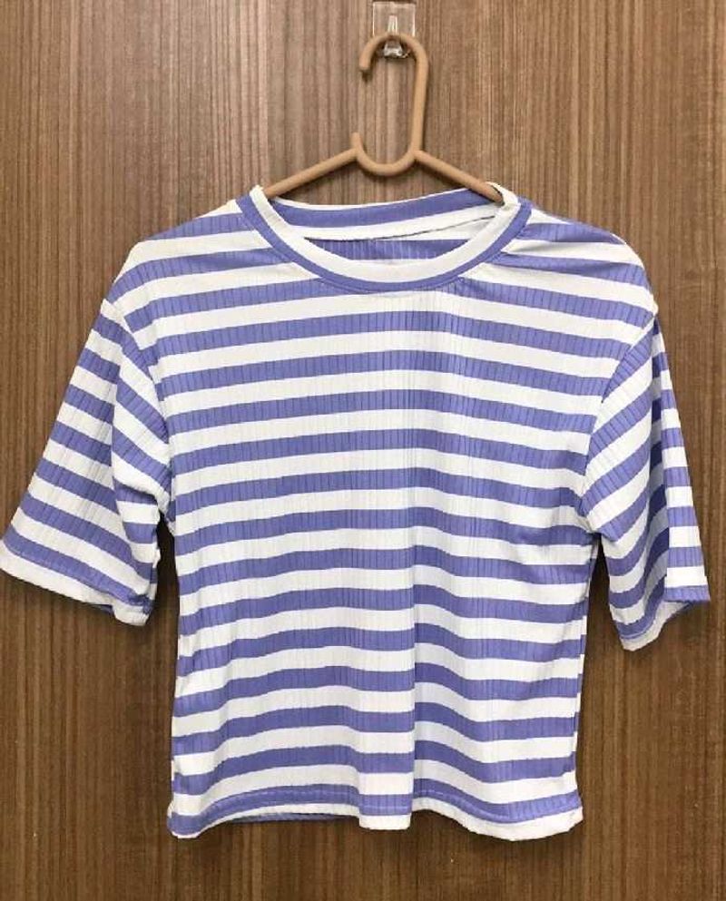 Purple and White Striped Top