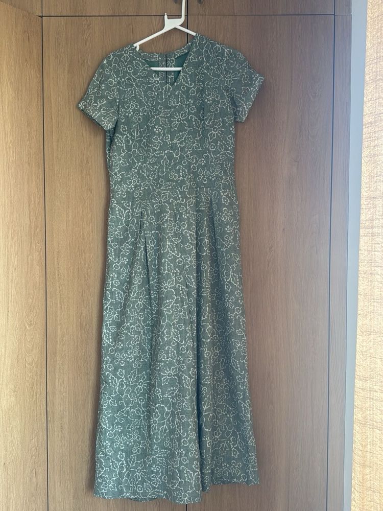 Green Floral Midi Dress