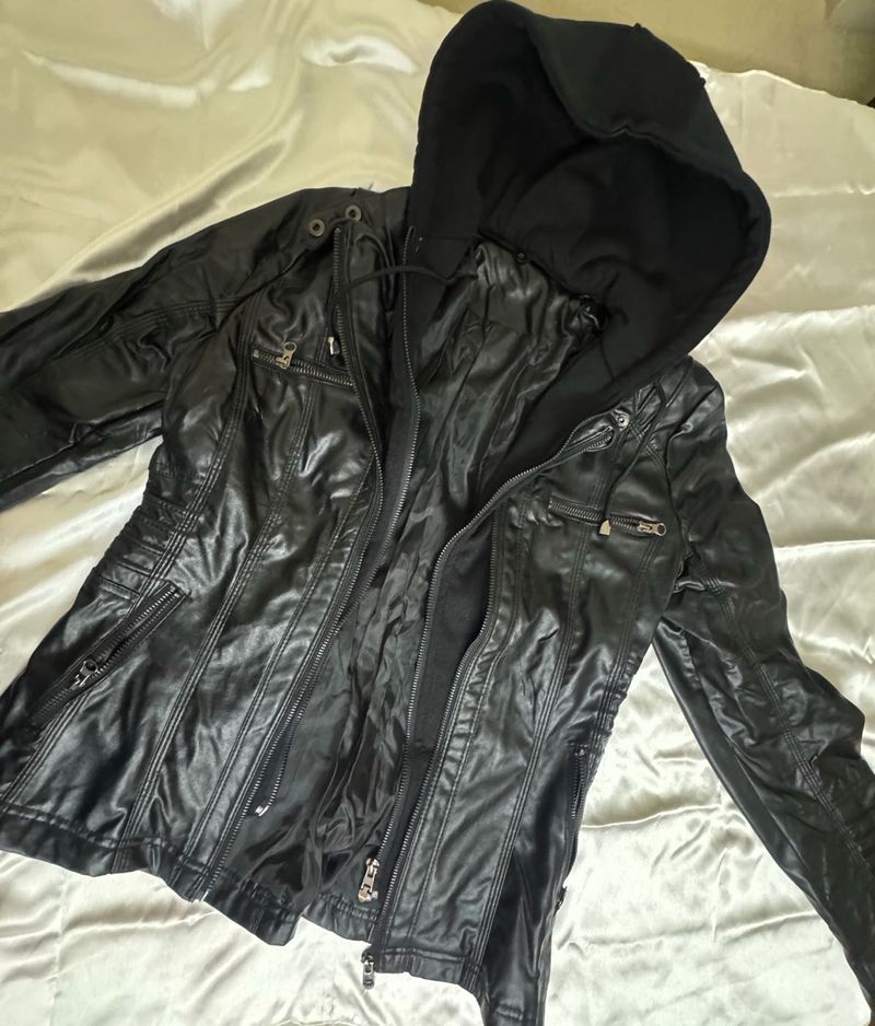 Leather Jacket With Hoodie