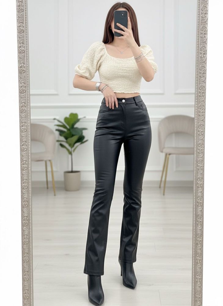 Cute texture Puffy white crop top