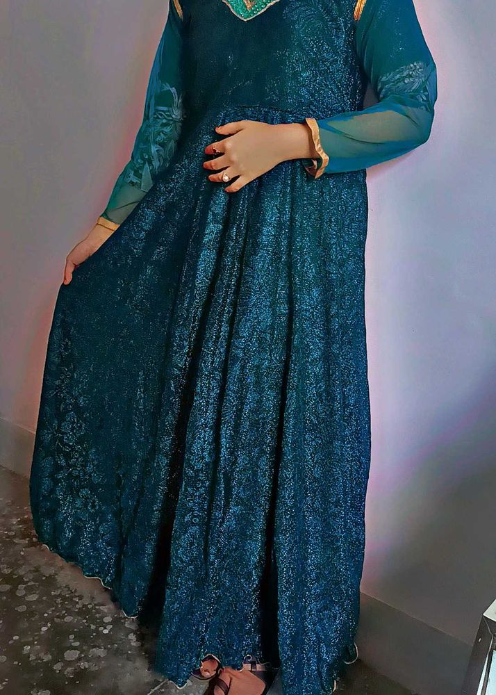 Elegant Teal Ethnic Gown