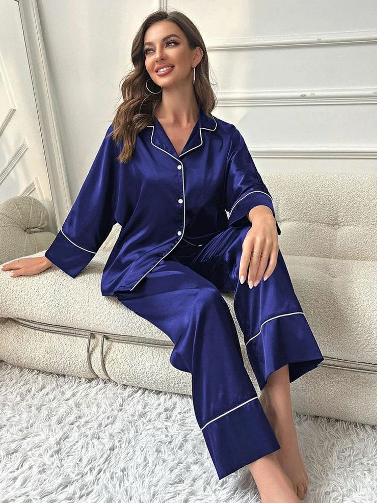 Imported Navy Blue  Elegant  Nightwear