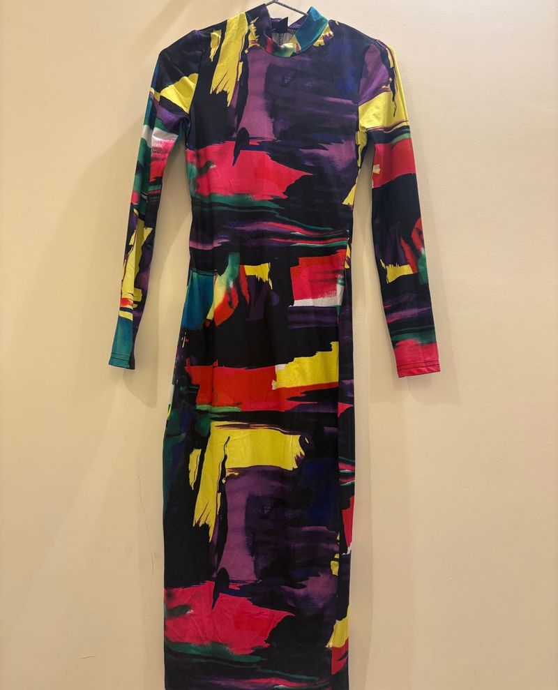Colorful Print Midi Dress