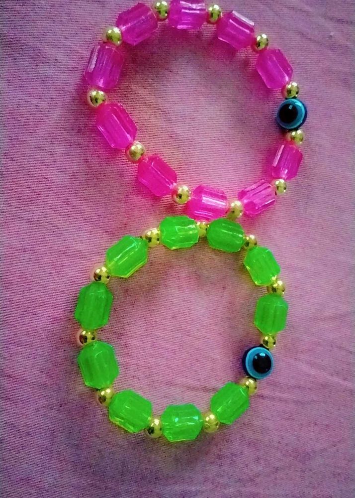 Pink &amp; Green Beaded Bracelets