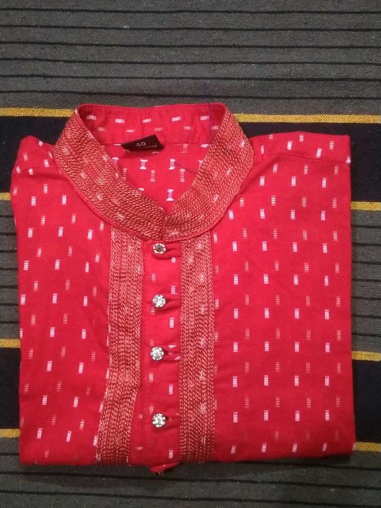 Red Printed Kurta