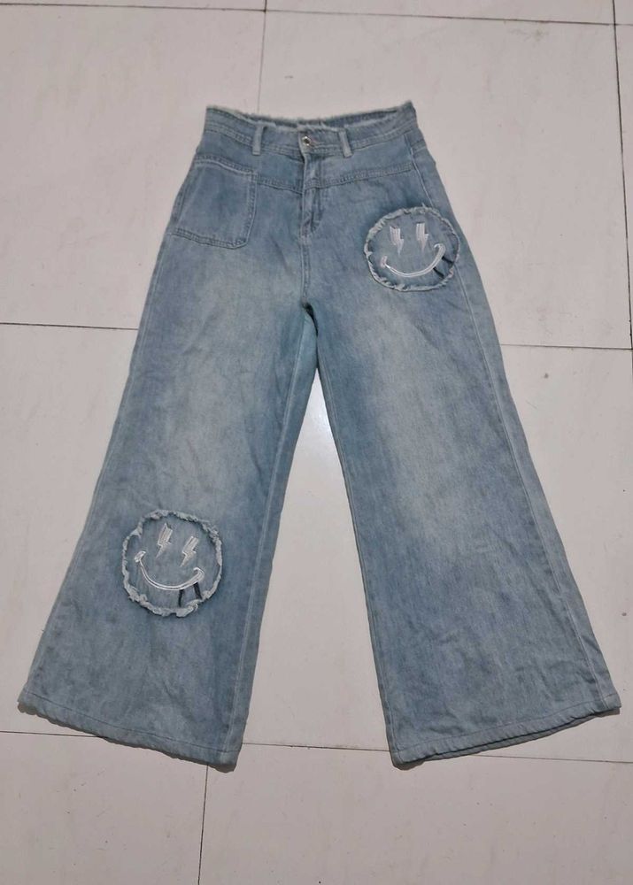 Patch Work Wide Leg Jean 🤍🧚