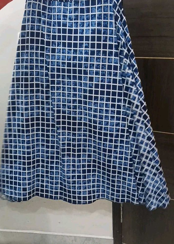 Blue long maxi Checkered skirt