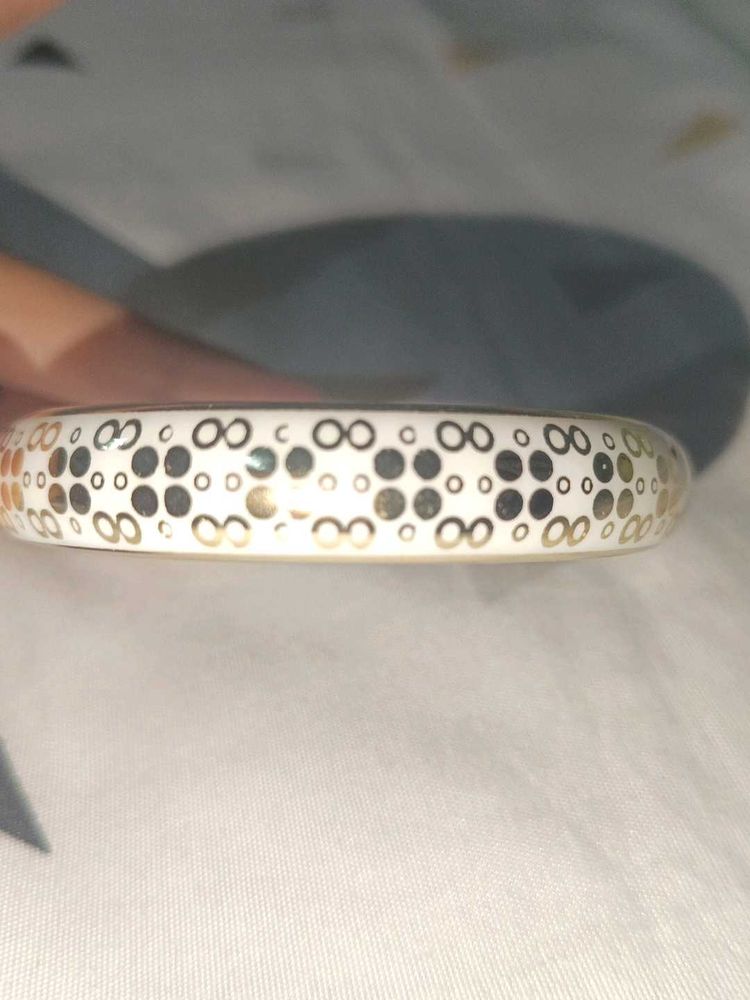 Elegant Gold &amp; White Patterned Bangle (Any 1)