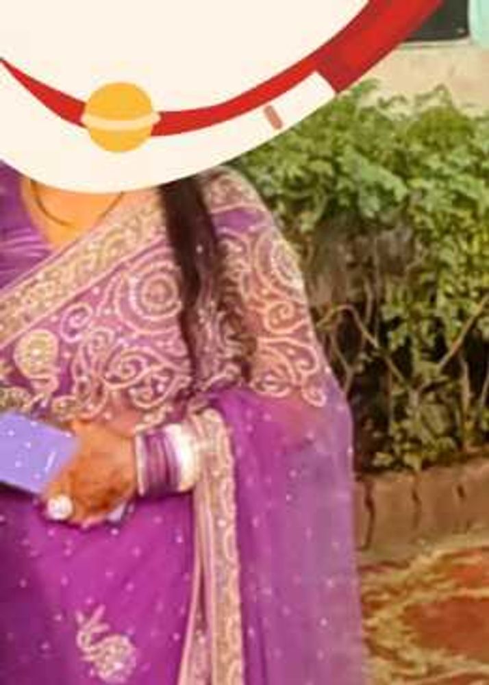 Purple Embroidered Saree