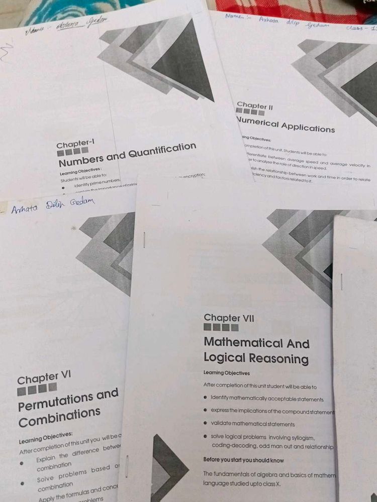 Class 11th Applied Mathematics Cbse Handbook